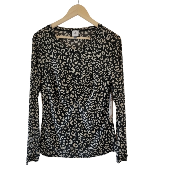 NEW Cabi Black White Skin Print Sweatheart Top M Y2K Whimsygoth Fairy Long Sleev - Picture 1 of 11